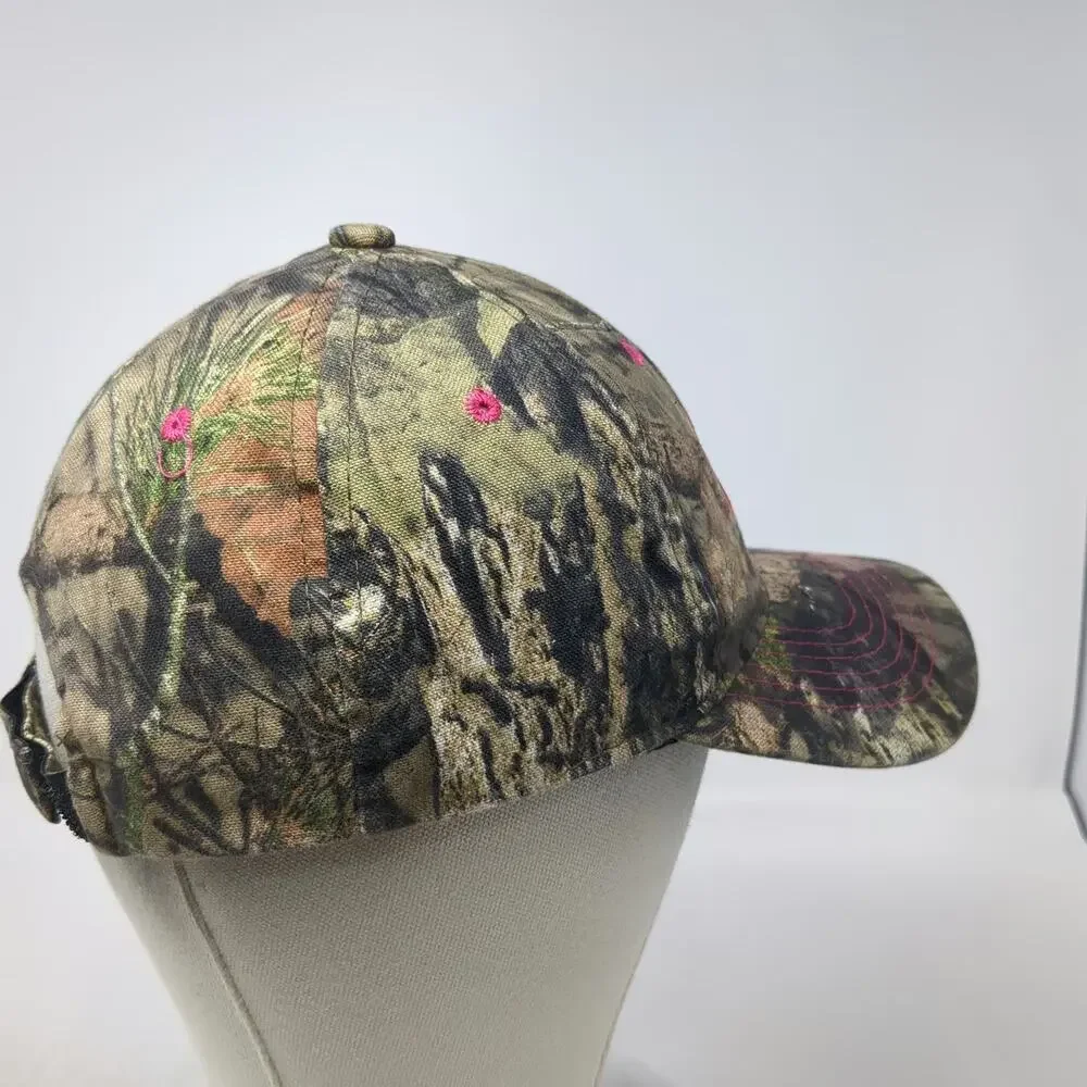 Mossy Oak Baseball Cap Brown One Size Camo Pink Blue Logo Strapback Hat Outdoor